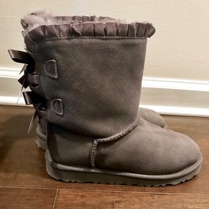 Bailey Bow Ruffles Gray Ugg Boots